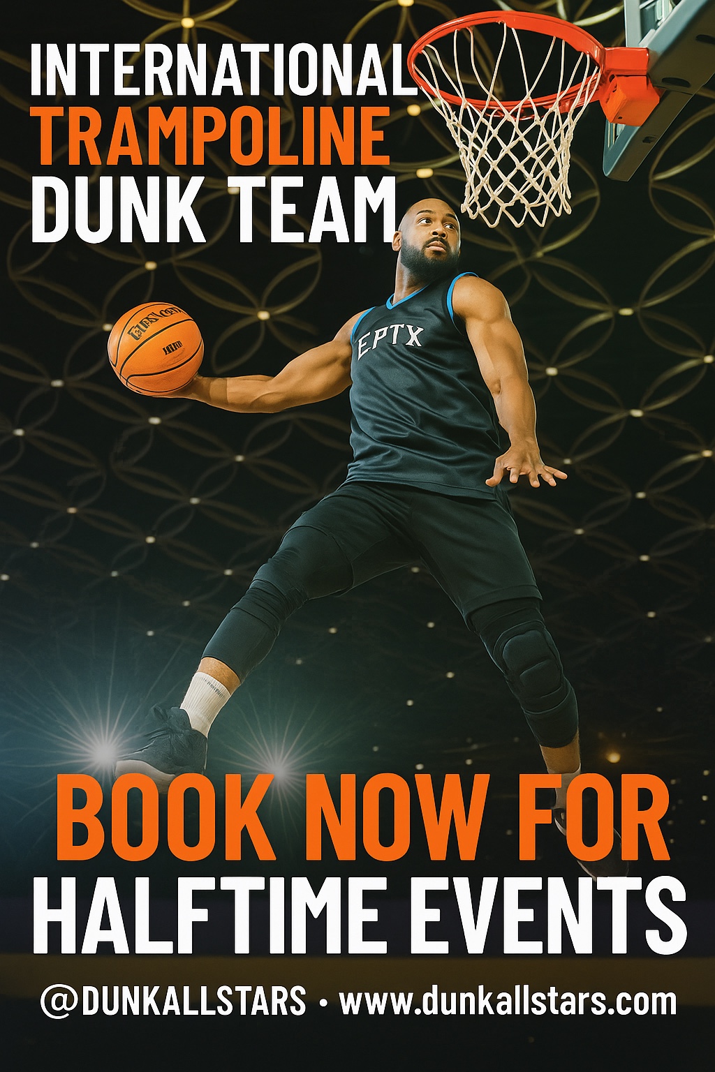 Dunk AllStars international trampoline dunk team booking flyer