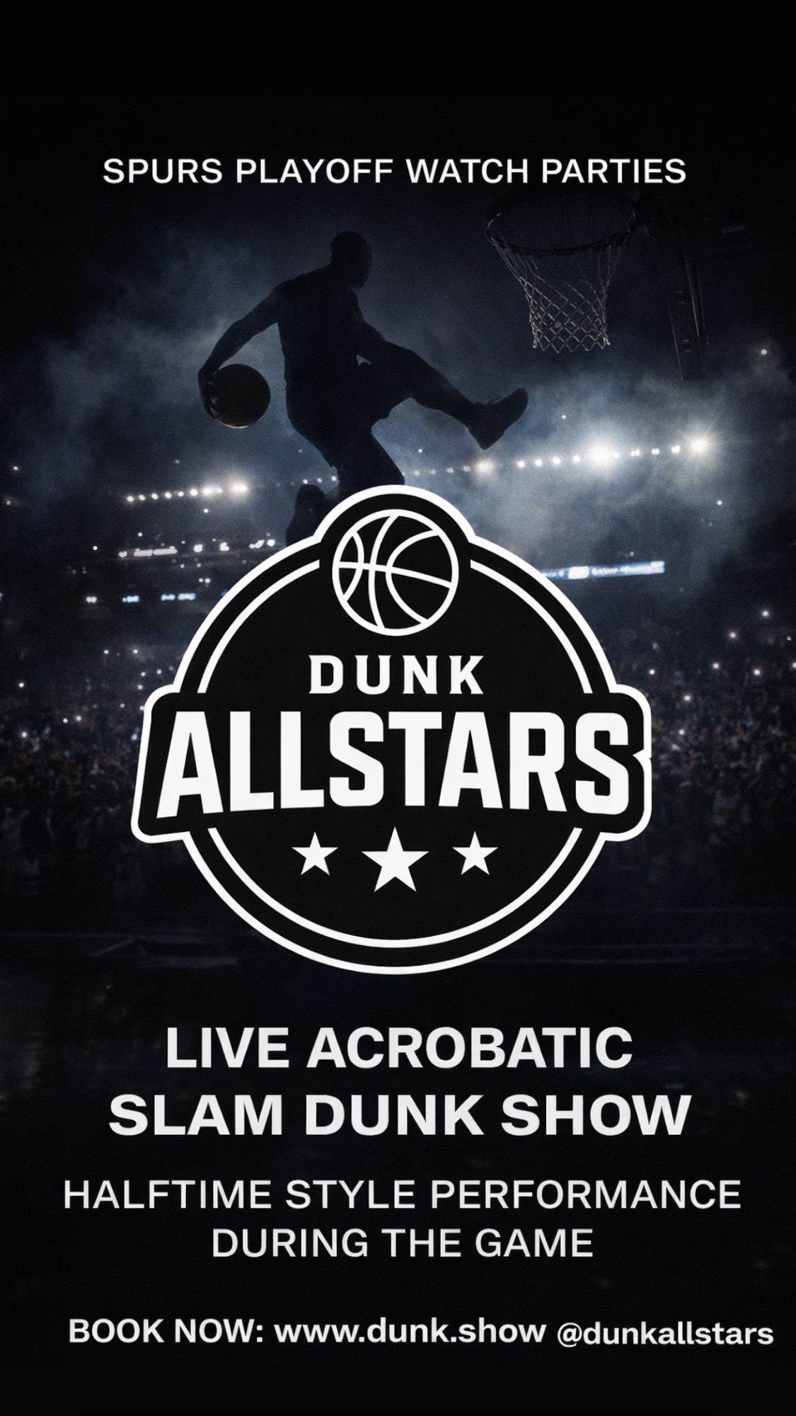 Dunk AllStars Spurs playoff watch party flyer
